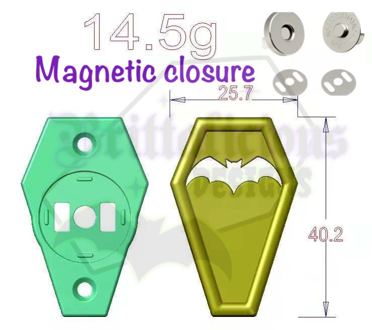 EXCLUSIVE - coffin & bat magnet clasp